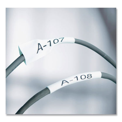 Rhino Heat Shrink Tubes Industrial Label Tape, 0.5" x 5 ft, White/Black Print