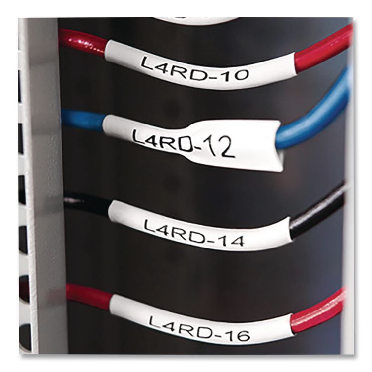 Rhino Heat Shrink Tubes Industrial Label Tape, 0.5" x 5 ft, White/Black Print