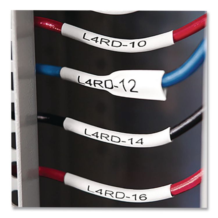 Rhino Heat Shrink Tubes Industrial Label Tape, 0.75" x 5 ft, White/Black Print