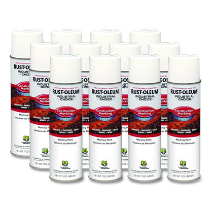 Industrial Choice M1400 System Water-Based Construction Marking Paint, Gloss White, 17 oz Aerosol Can, 12/Carton
