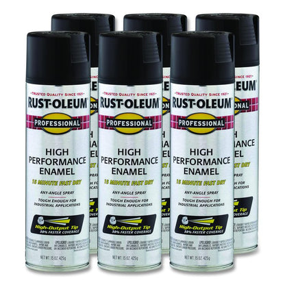 Professional Spray Paint, Flat Black, 15 oz Aerosol Can, 6/Carton