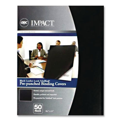 VeloBind Pre-Punched Presentation Covers with Leatherlike Texture, Paper, Square Corners, 11 x 8.5, Black, 50/Pack