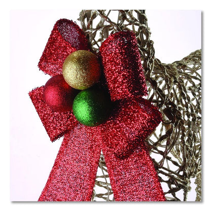 Champagne Glitter Deer Family, AC Powered, Warm White LED Lights, 27" x 8.5" x 60", Champagne