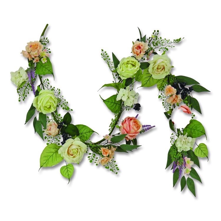 Rose and Lavender Spring Garland, 72" Long, Pink