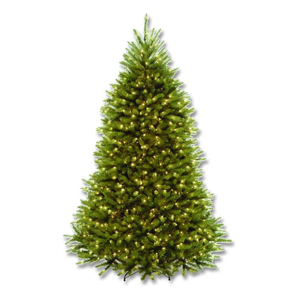 Pre-Lit Dunhill Fir Tree with PowerConnect, Dual Color Lights, 52" x 52" x 84", Green Tree, Green Tree Stand