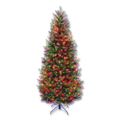 Pre-Lit Natural Fraser Fir Slim Tree, 40" x 40" x 78", Green Tree, Green Tree Stand