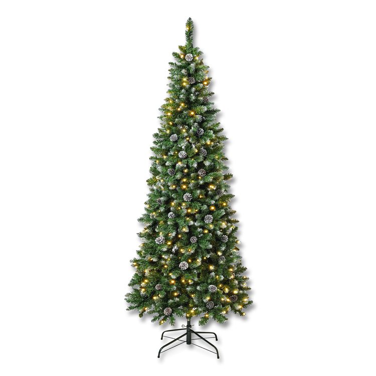 Pre-Lit Oakley Hills Slim Tree, 31" x 31" x 90", Green Tree, Green Tree Stand
