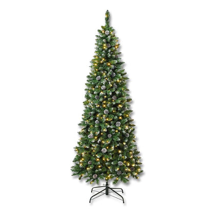 Pre-Lit Oakley Hills Slim Tree, 31" x 31" x 90", Green Tree, Green Tree Stand