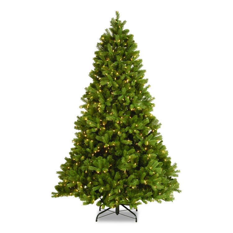 Pre-Lit Downswept Douglas Fir Tree, 49" x 49" x 78", Green Tree, Green Tree Stand
