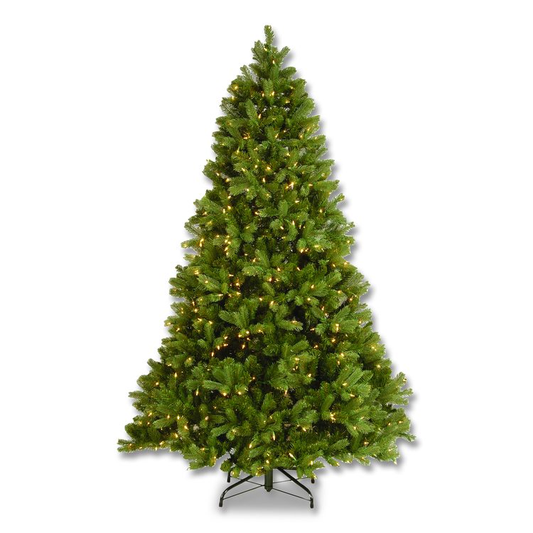 Pre-Lit Downswept Douglas Fir Tree, 59" x 59" x 90", Green Tree, Green Tree Stand