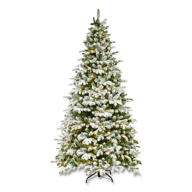 Pre-Lit Snowy Everest Fir, 64" x 64" x 108", Green Tree, Green Tree Stand