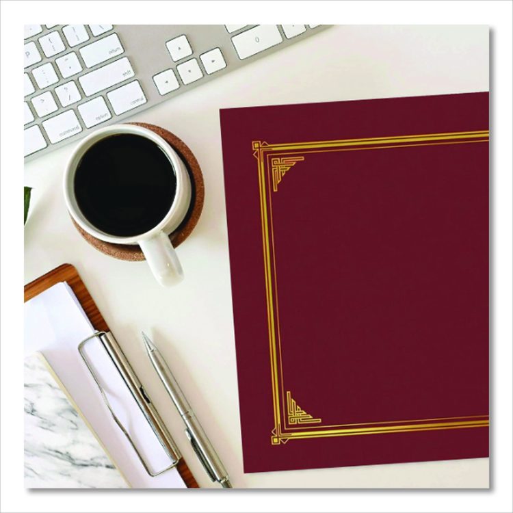 Certificate/Document Cover, 12.5 x 9.75, Burgundy, 6/Pack