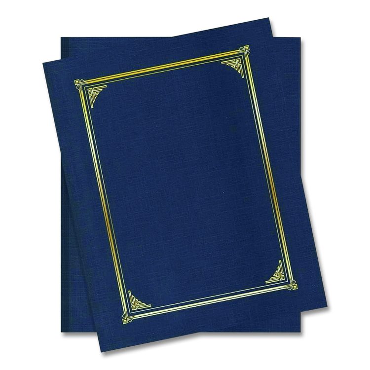 Certificate/Document Cover, 12.5 x 9.75, Metallic Blue, 6/Pack