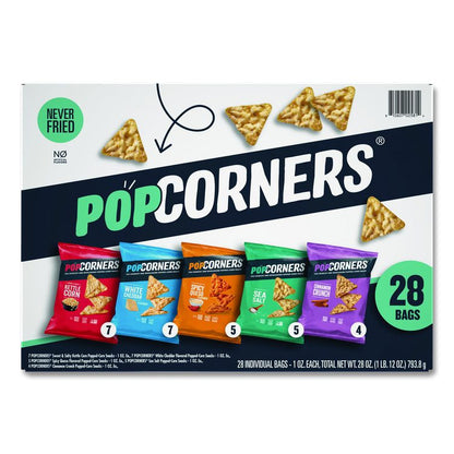 Popped Corn Chips Snacks Variety Pack, Assorted Flavors, 1 oz Bag, 28/Pack