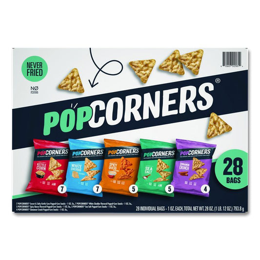 Popped Corn Chips Snacks Variety Pack, Assorted Flavors, 1 oz Bag, 28/Pack