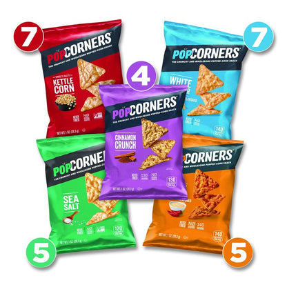 Popped Corn Chips Snacks Variety Pack, Assorted Flavors, 1 oz Bag, 28/Pack