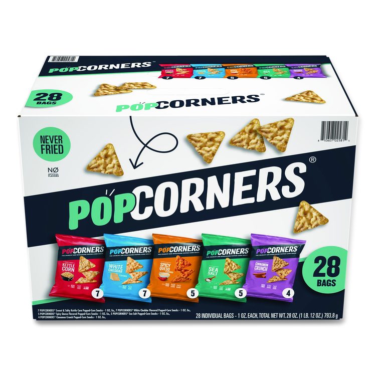 Popped Corn Chips Snacks Variety Pack, Assorted Flavors, 1 oz Bag, 28/Pack