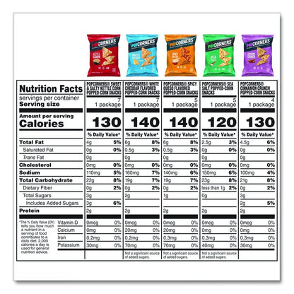Popped Corn Chips Snacks Variety Pack, Assorted Flavors, 1 oz Bag, 28/Pack