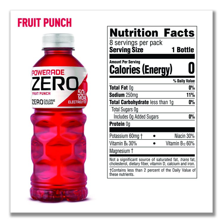 Zero Sports Drink, Assorted Flavors, 20 oz, 24/Carton