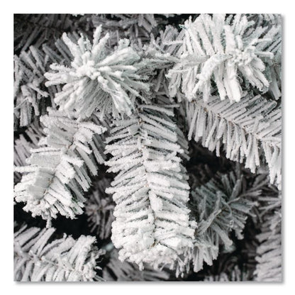 Acacia Pencil Slim Flocked Tree, 26" x 26" x 88.5", Green Tree, Green Tree Stand