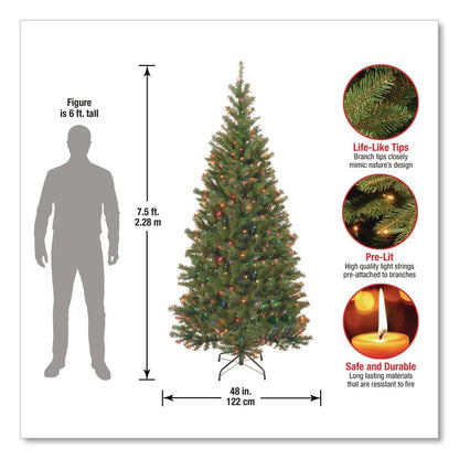 Pre-Lit Aspen Spruce Slim Tree, 48" x 48" x 90", Green Tree, Green Tree Stand