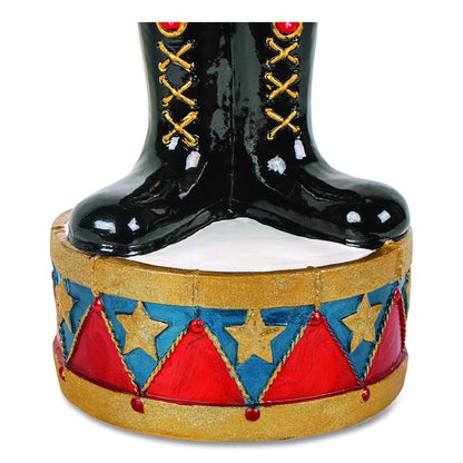Nutcracker Christmas Decor, AC Powered, Blue/Green/Red/Yellow LED Lights, 10" x 11.37" x 36.5", Red