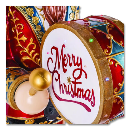 Animated Nutcracker, AC Powered, Blue/Green/Red/Yellow LED Lights, 22.25" x 18" x 58.5", Red