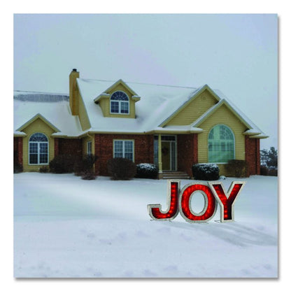 Pre-Lit LED JOY Decoration, AC Powered, Blue/Green/Red LED Lights, 1.75" x 55" x 18", Red