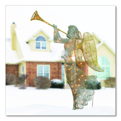 Silver Angel Decor, AC Powered, Cool White LED Lights, 24" x 30 "x 48", Silver