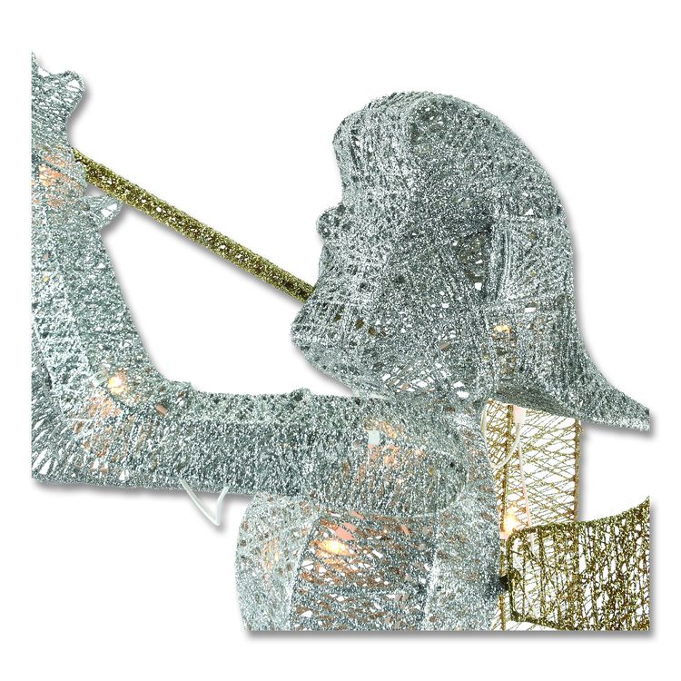 Silver Angel Decor, AC Powered, Cool White LED Lights, 24" x 30 "x 48", Silver