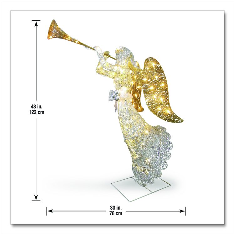 Silver Angel Decor, AC Powered, Cool White LED Lights, 24" x 30 "x 48", Silver