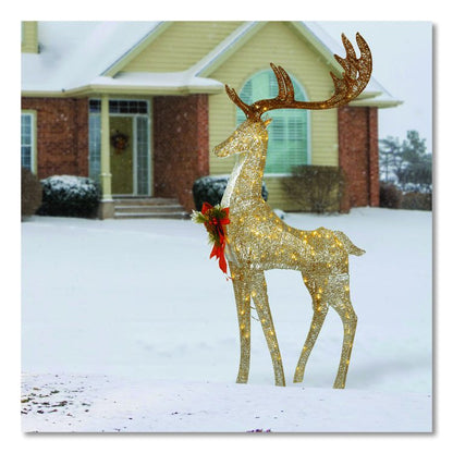 Pre-Lit Crystal Champagne Standing Buck, AC Powered, Warm White LED Lights, 9" x 26" x 55", Assorted Colors