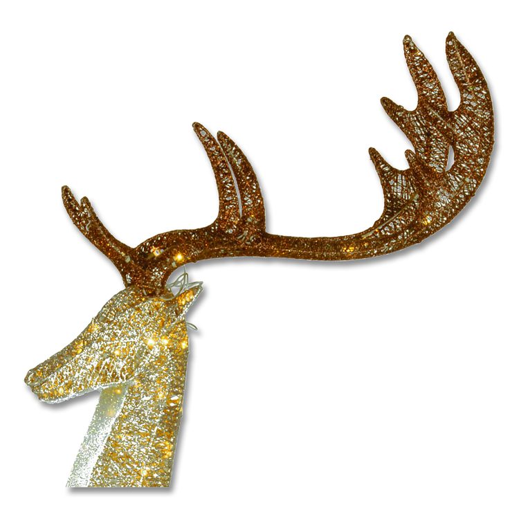 Pre-Lit Crystal Champagne Standing Buck, AC Powered, Warm White LED Lights, 9" x 26" x 55", Assorted Colors