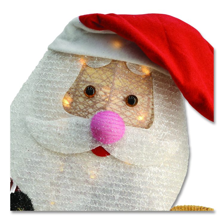 Santa and Reindeer, AC Powered, Warm White LED Lights, 11.25" x 30.75" x 33.5", Champagne