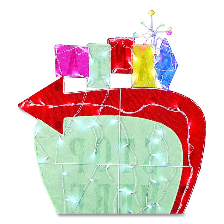Pre-Lit Vintage Vegas Santa Sign, AC Powered, Cool White/Red/Warm White LED Lights, 12" x 36" x 50.5", Red