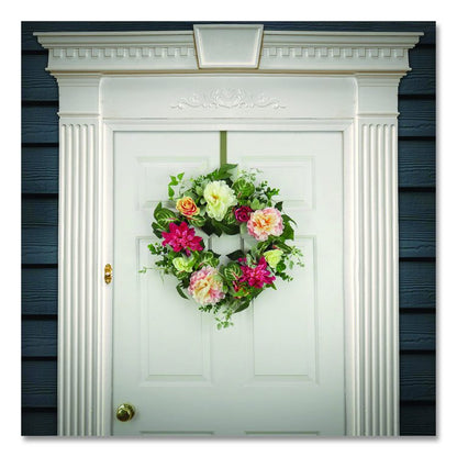 Mixed Garden Flowers Spring Wreath, 22" Diameter x 5"h, Pink
