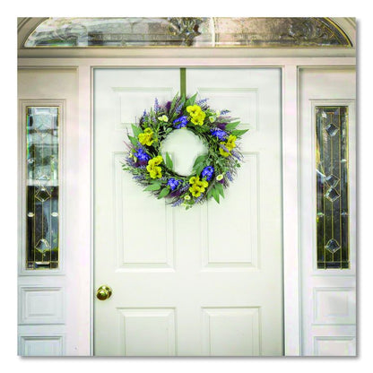 Pansy and Lavender Wreath, 22" Diameter x 4.5" h, Yellow