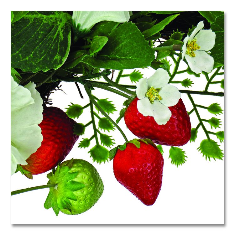Petunia and Strawberry Wreath,  22" Diameter x 5"h, White