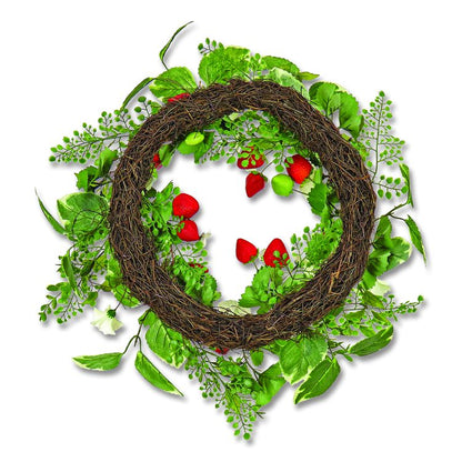 Petunia and Strawberry Wreath,  22" Diameter x 5"h, White