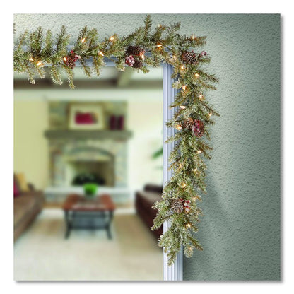 Pre-Lit Dunhill Fir Garland, AC Powered, Clear Incandescent Lights, 108" Long, Green