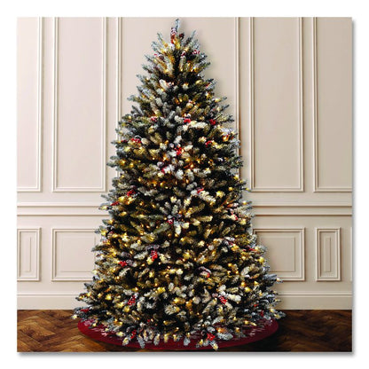 Pre-Lit Dunhill Fir Snowy Tree, 59" x 59" x 90", Green Tree, Green Tree Stand
