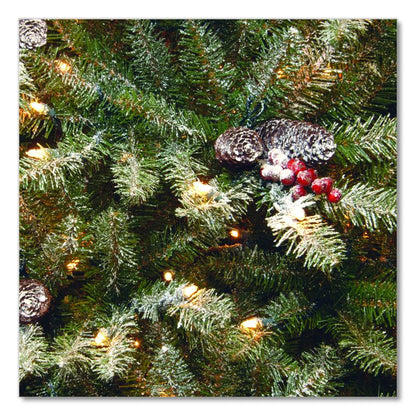 Pre-Lit Dunhill Fir Snowy Tree, 59" x 59" x 90", Green Tree, Green Tree Stand