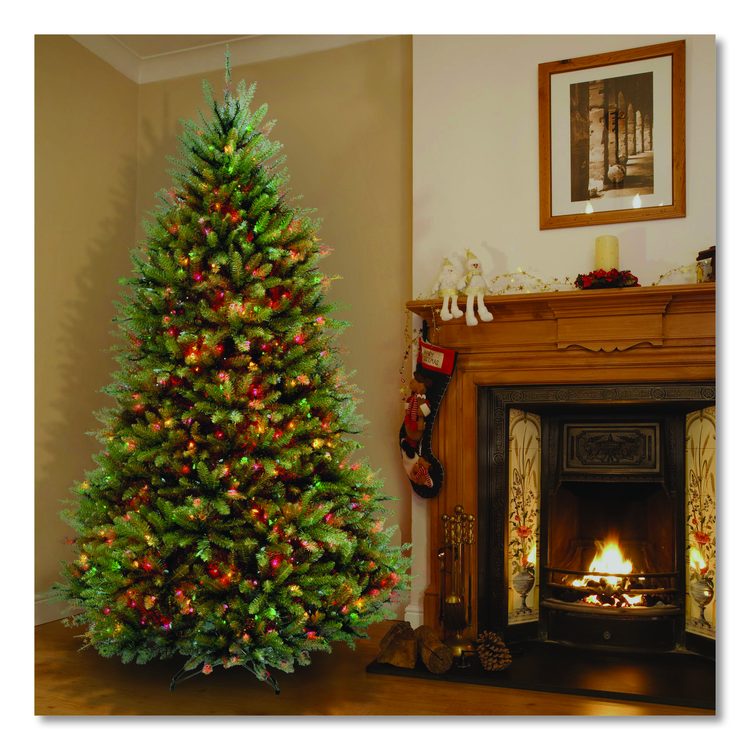 Pre-Lit Dunhill Fir Tree, 59" x 59" x 90", Green Tree, Green Tree Stand