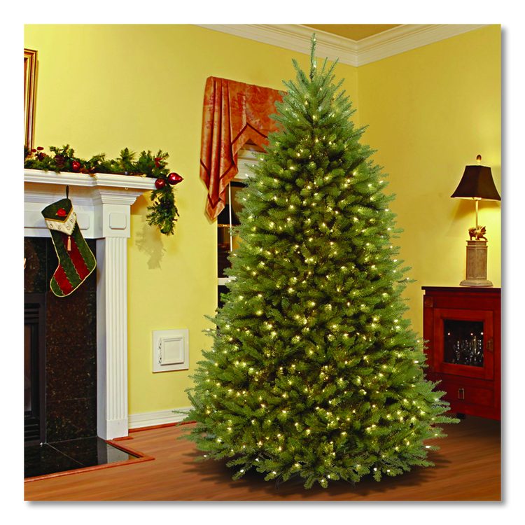 Pre-Lit Dunhill Fir Tree, 66" x 66" x 108", 900 Clear Lights, Green Tree, Green Tree Stand