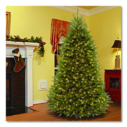 Pre-Lit Dunhill Fir Tree with PowerConnect, Clear Lights, 52" x 52" x 84", Green Tree, Green Tree Stand