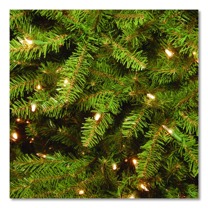 Pre-Lit Dunhill Fir Tree with PowerConnect, Clear Lights, 52" x 52" x 84", Green Tree, Green Tree Stand