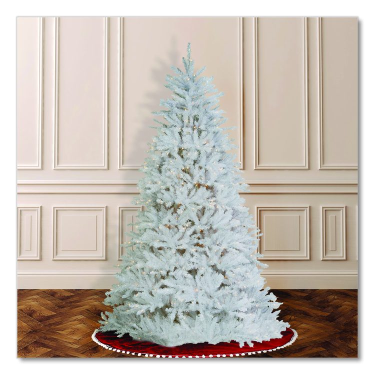 Pre-Lit Dunhill Fir White Tree, 55" x 53" x 78", White Tree, White Tree Stand
