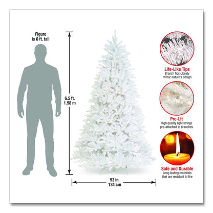 Pre-Lit Dunhill Fir White Tree, 55" x 53" x 78", White Tree, White Tree Stand