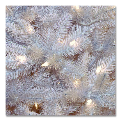 Pre-Lit Dunhill Fir White Tree, 59" x 55" x 84", White Tree, White Tree Stand
