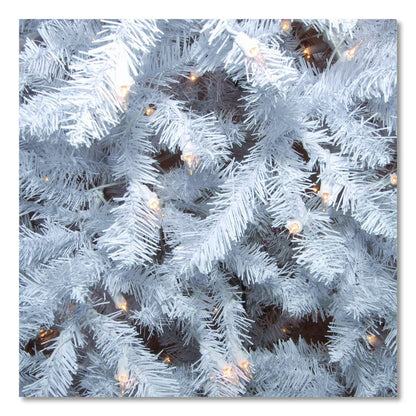 Pre-Lit Dunhill Fir White Tree, 59" x 55" x 84", White Tree, White Tree Stand